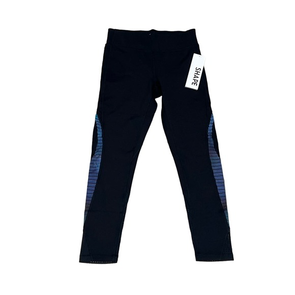 Shape Pants - Shape‎ NWT Leggings, Black with purple design, Capri, S, #550-T